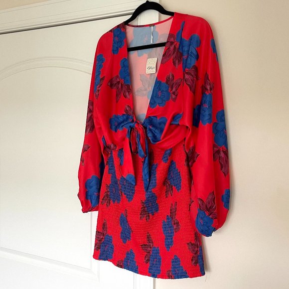 *NWT* Free People Cassie Mini Dress in Cherry Combo - Picture 4 of 7